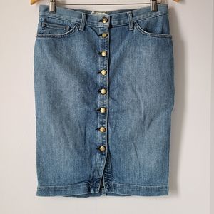 Current/ Elliott The Dorothy blue denim button-down high waist  skirt, sz 28